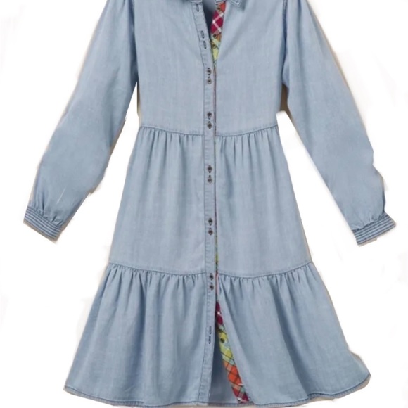 Matilda Jane Chambray Walk the Line Tiered-Ruffle Shirt Dress - Picture 9 of 12